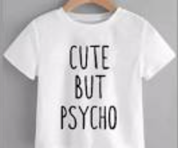 (CUTE BUT PSYCHO)  Neck Plain cotton T-shirt For Boys T-shirt For Girls